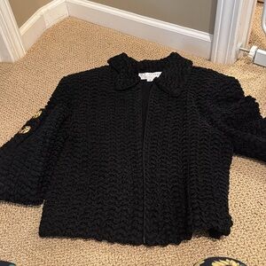 St John collection Marie Gray size medium black sweater ZIP front